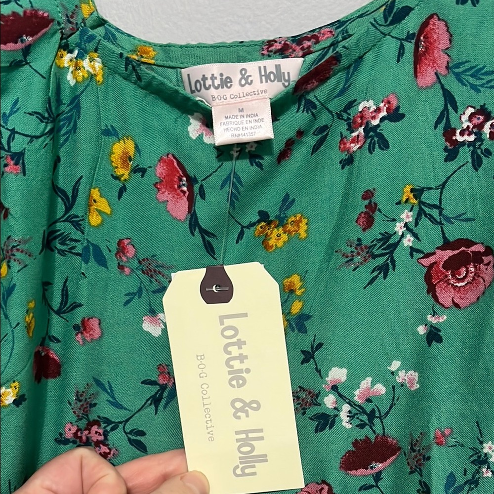 NWT Lottie and Holly Floral Green Dress - Picture 4 of 6
